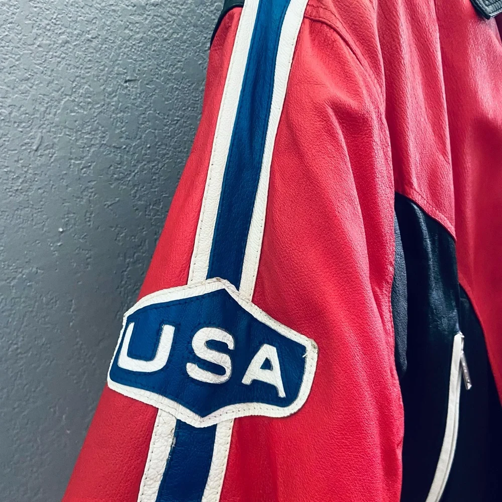 Michael Hoban WhereMI Vintage USA Statue of Liberty Leather Jacket🗽